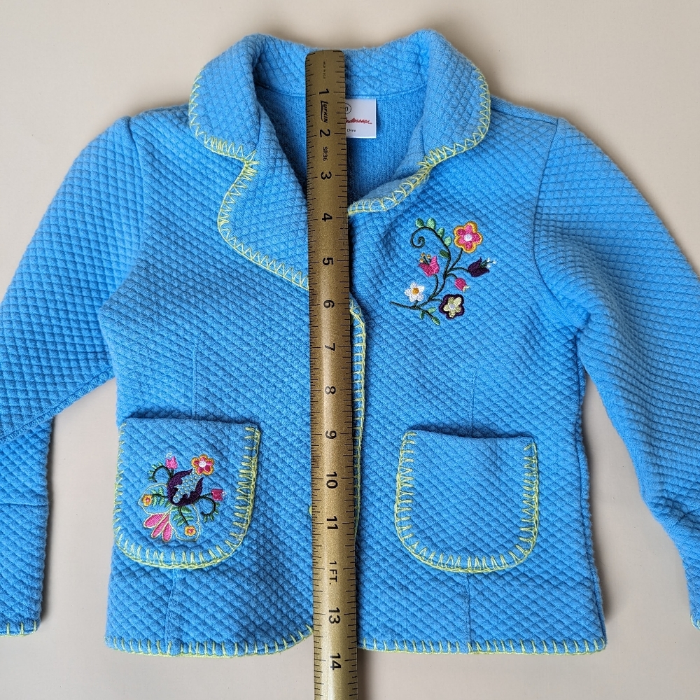 Hanna Andersson Blue Quilted Embroidered Jacket Size 80, 18-24M - Picture 7 of 9